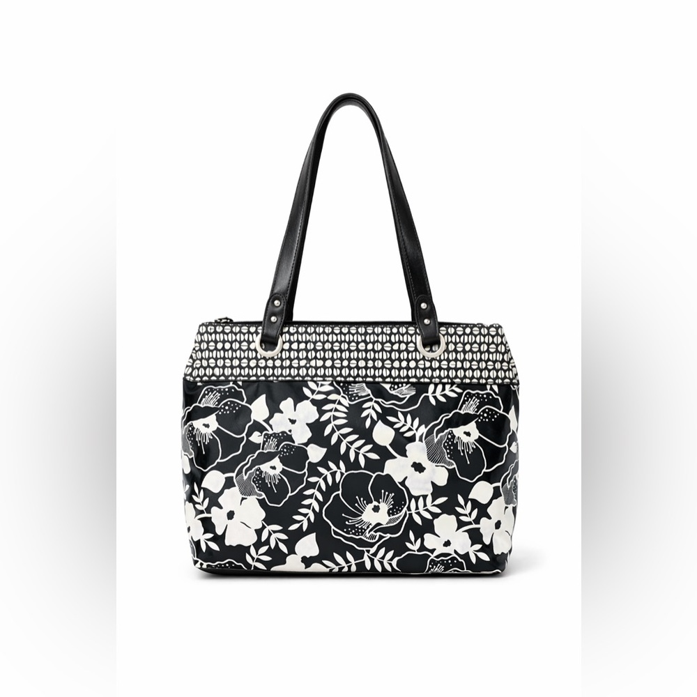 Black and White Floral Tote Bag